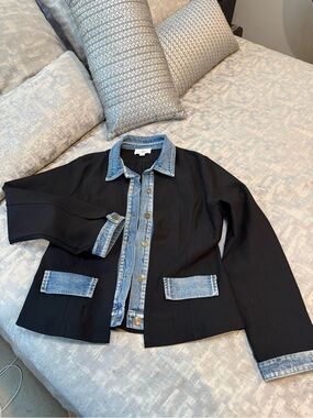 Able Black Blazer with Denim-Trim Details